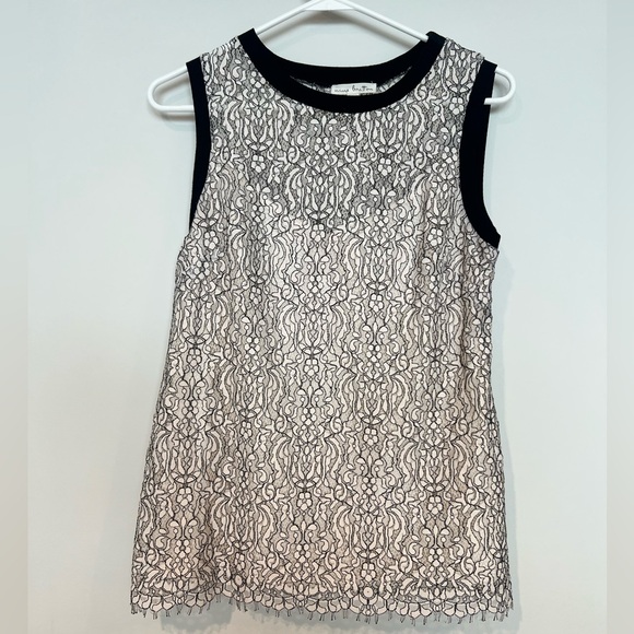 Nine Britton Black and White Lace Top - Picture 1 of 3